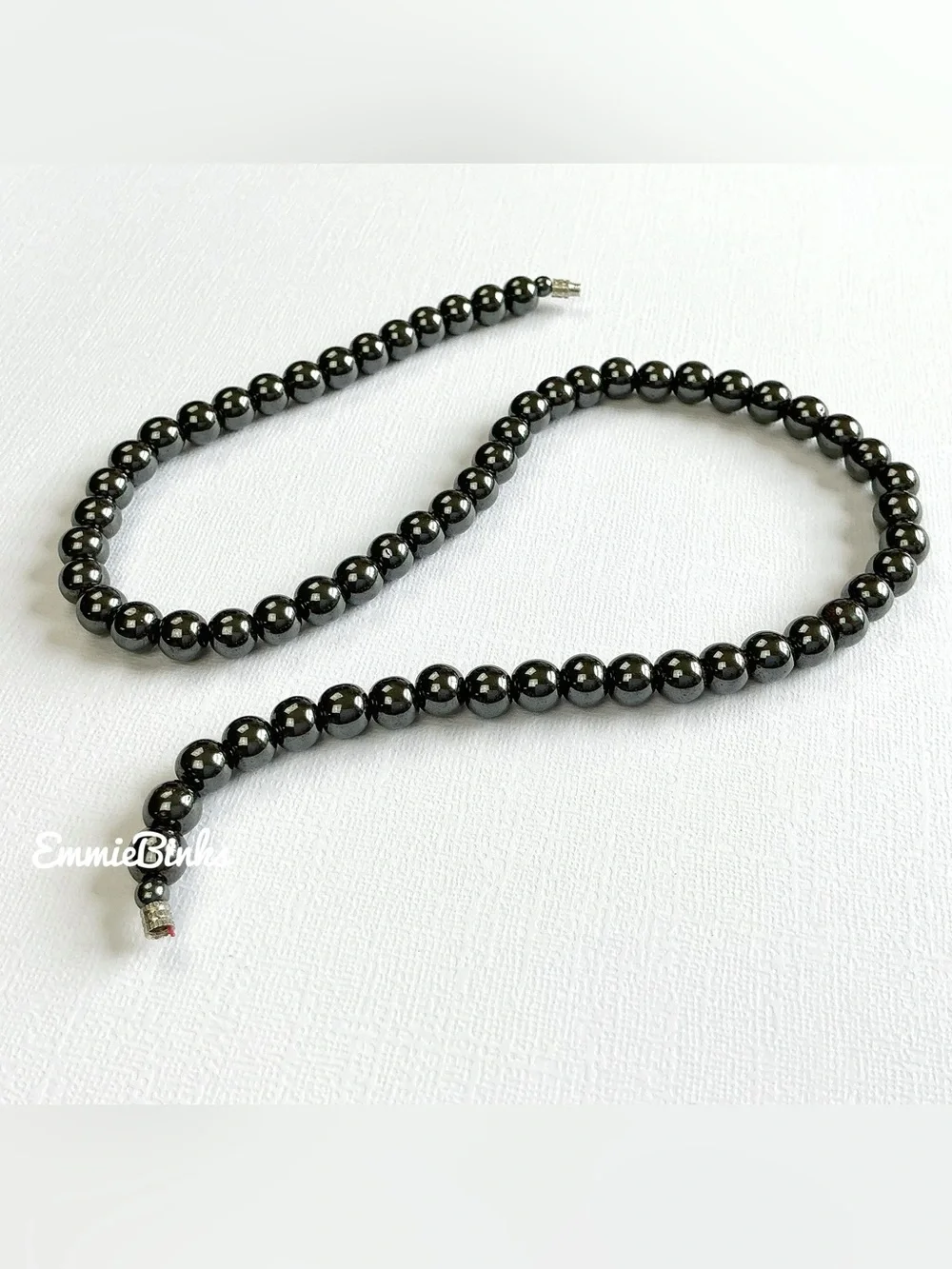 NWT Unisex Hematite Stone Beaded Necklace